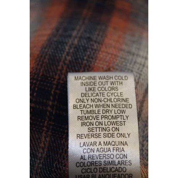 Democracy Women's L Red Blue Plaid Button-up Flannel Raw Hem Pockets LS Cowgirl - Picture 9 of 15